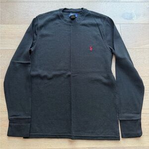 Polo Ralph Lauren Men’s Long Sleeve Waffle Knit Shirt Black Size Medium M